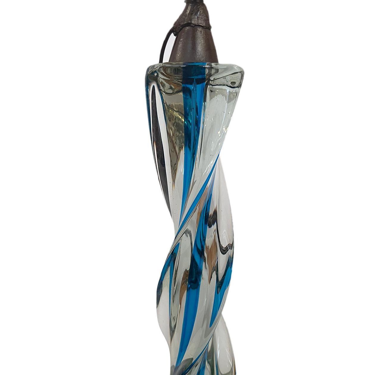 Italian Blue Murano Glass Lamp For Sale