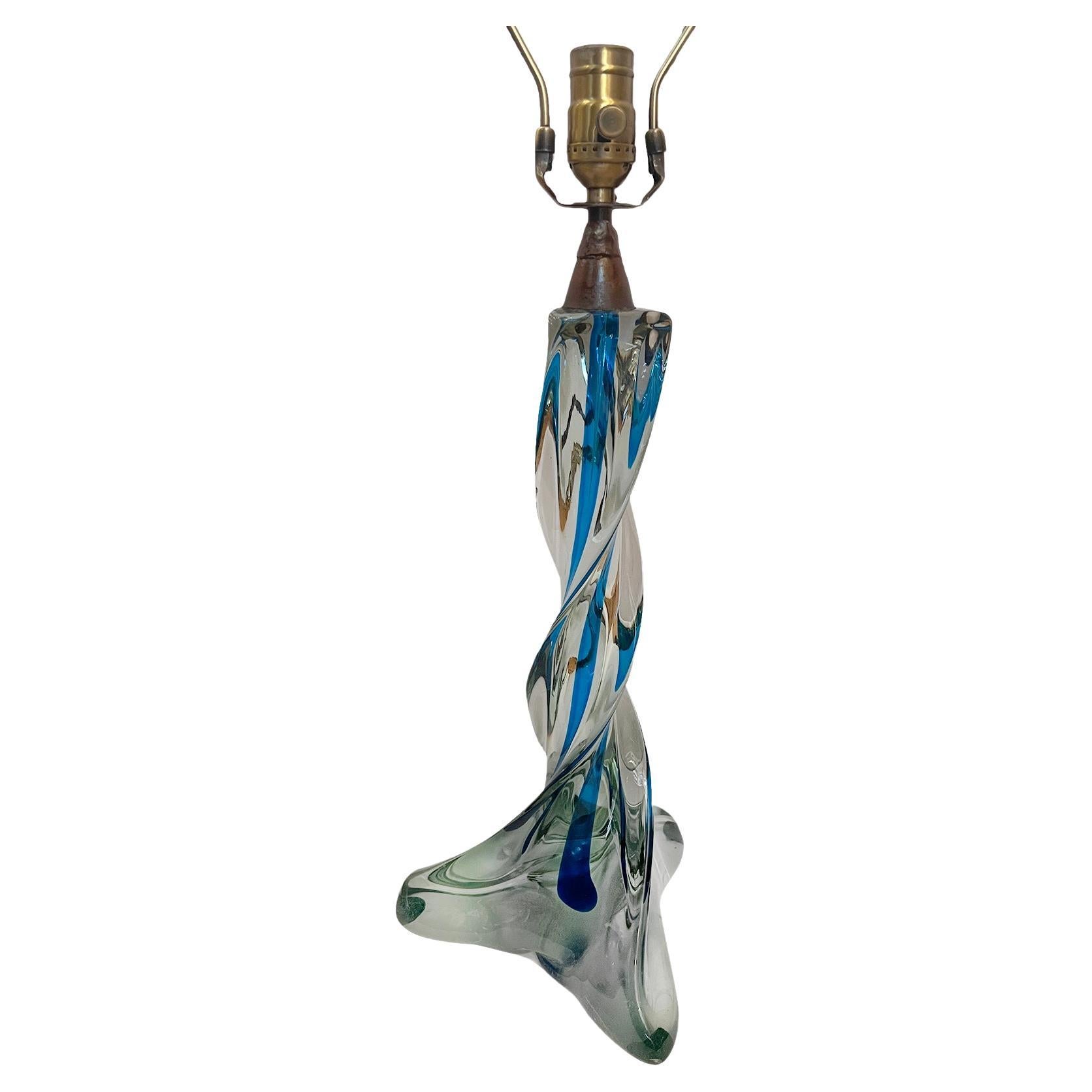 Lampe en verre de Murano bleu en vente