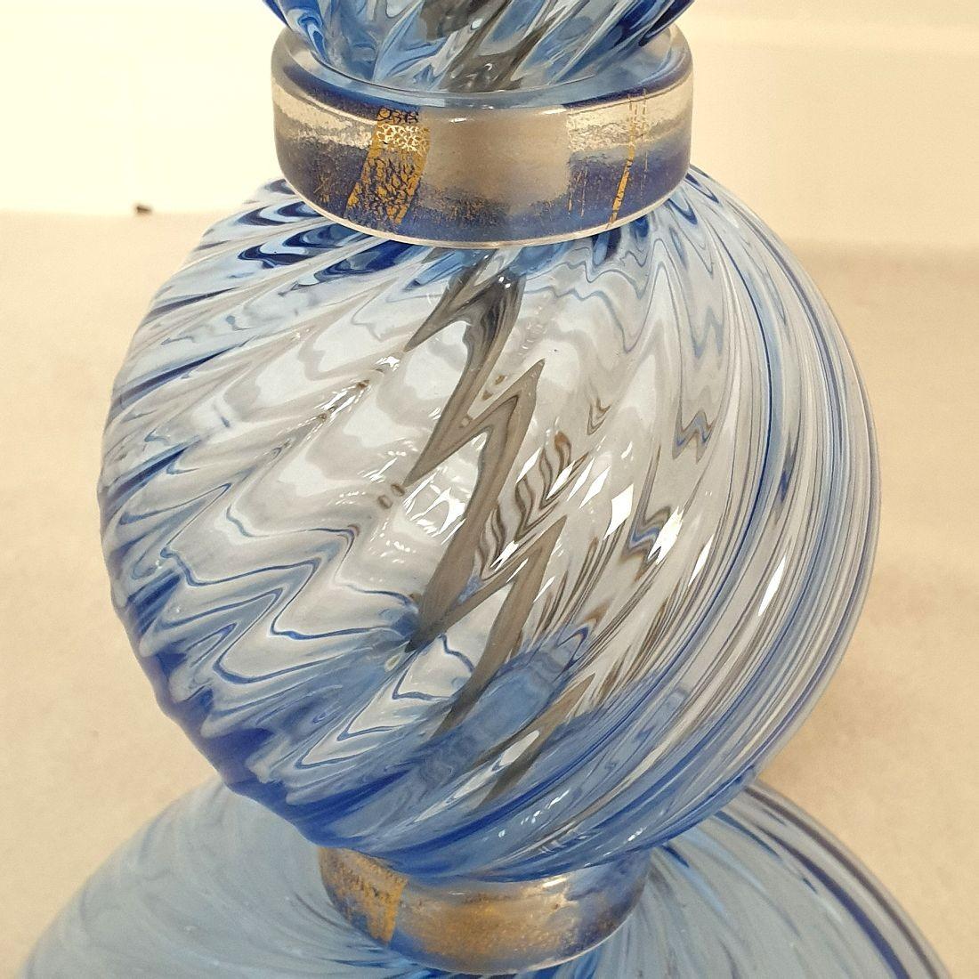 Blue Murano glass lamps Italy - a pair For Sale 1