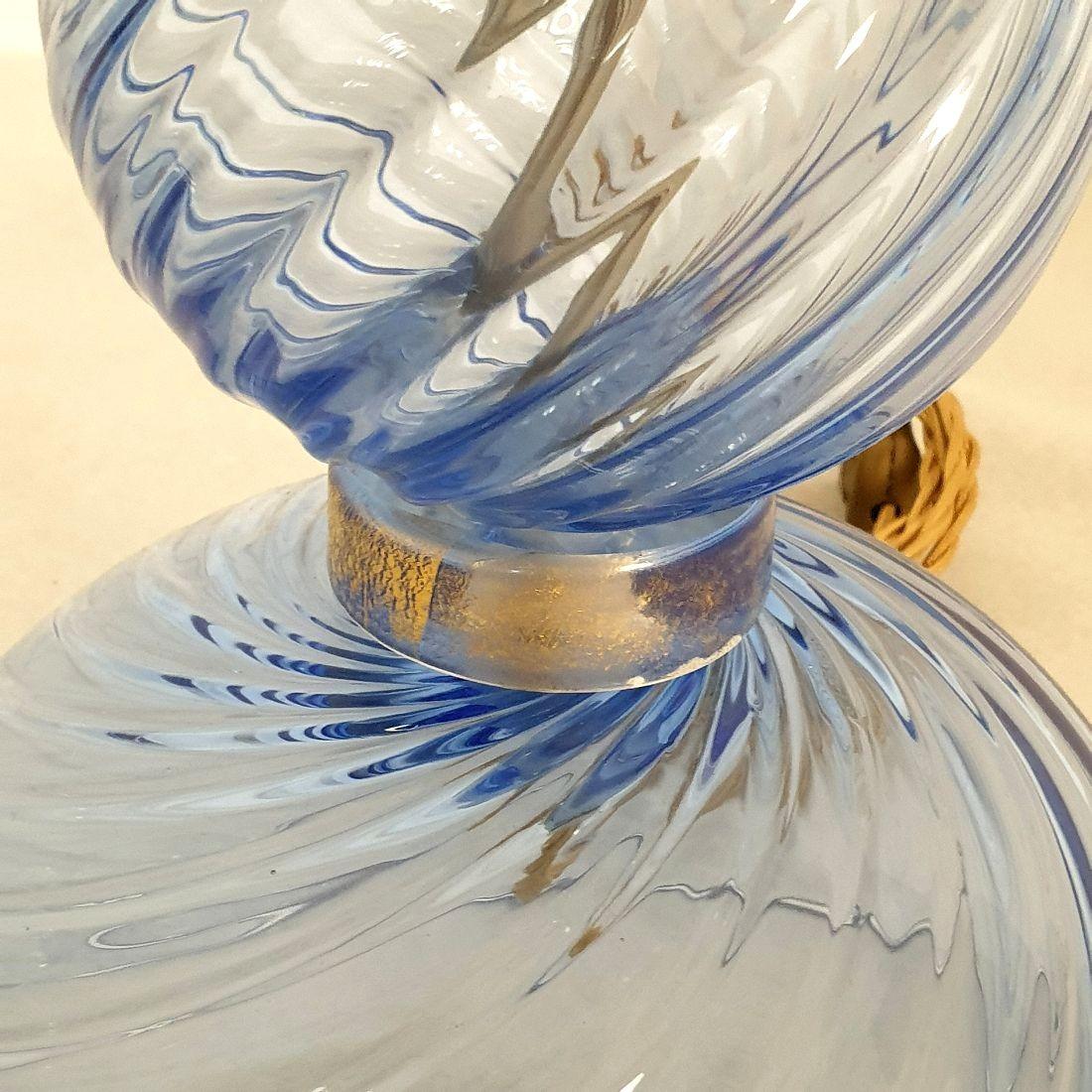 Blue Murano glass lamps Italy - a pair For Sale 2