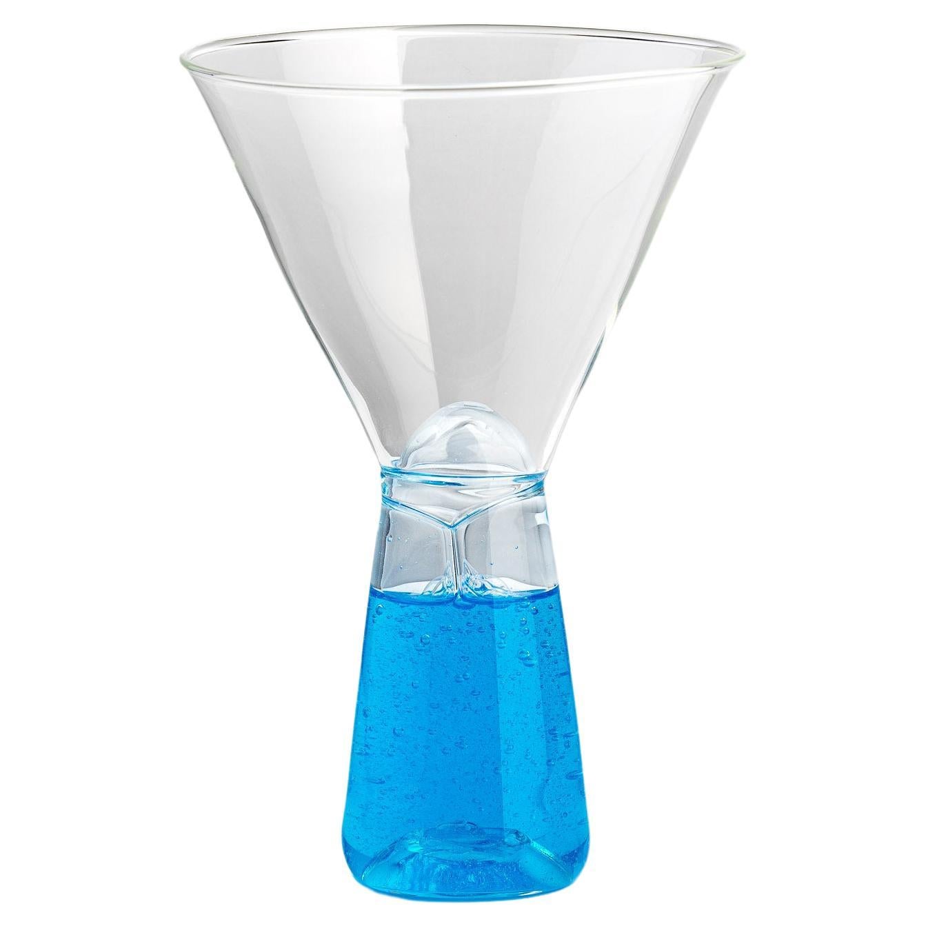 Blue Murano Glass Martini Cup, VELENI by L+W, 2022 - Limited Edition collectible For Sale