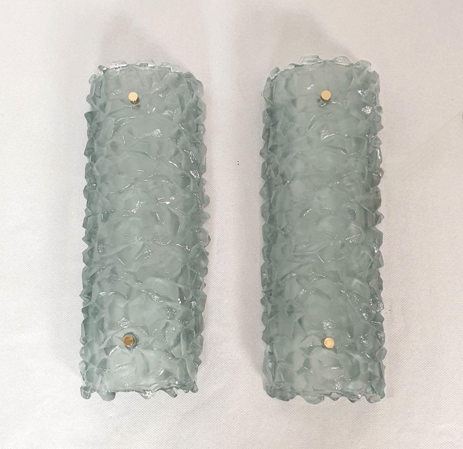 Apliques de cristal de Murano azul de mediados de siglo, un par finales del siglo XX en venta