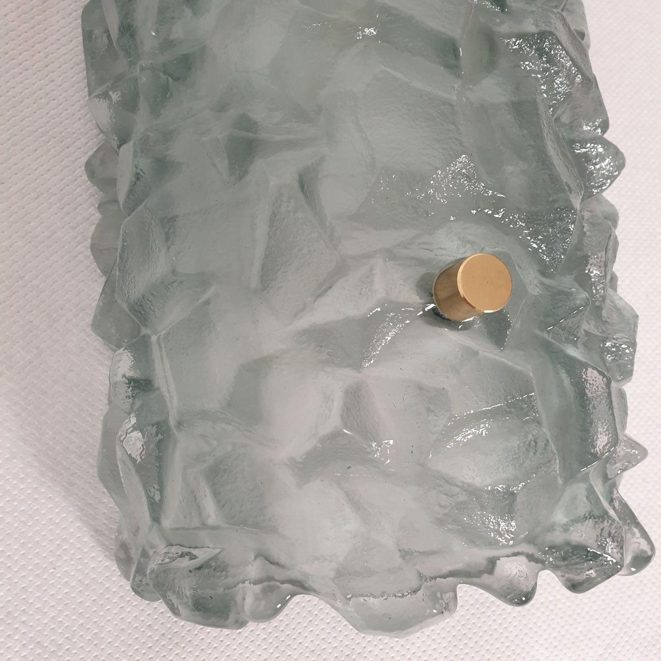 Apliques de cristal de Murano azul de mediados de siglo, un par Cristal de Murano en venta