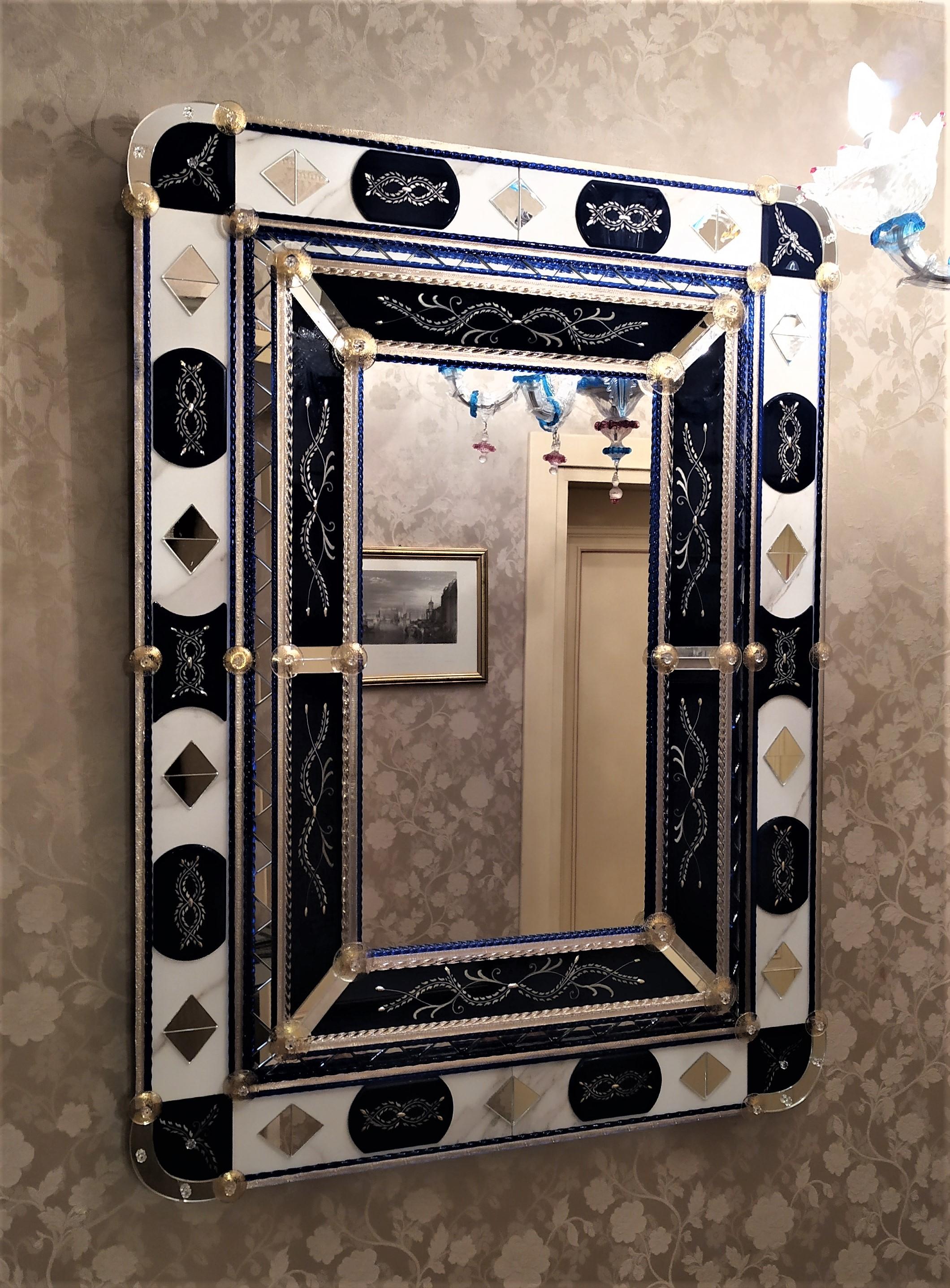 Autre Miroir en verre de Murano « bleu », contemporain, fabriqué à la main par Fratelli Tosi en vente