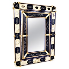 "Blue" Murano Glass Mirror, Contemporay, Hand Made by Fratelli Tosi