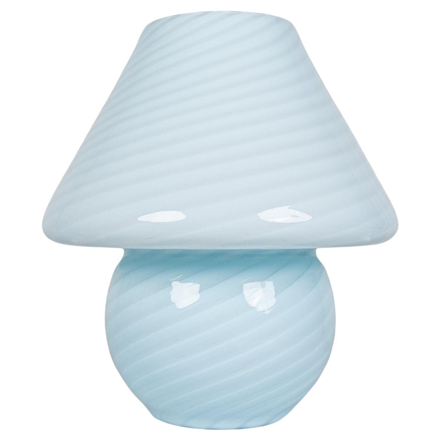 Blue Murano glass mushroom table lamp, made in Italy, 1970s in vendita