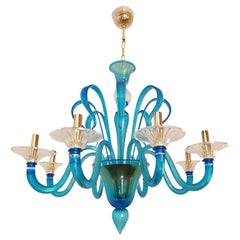 Blue Murano glass Neoclassical chandelier