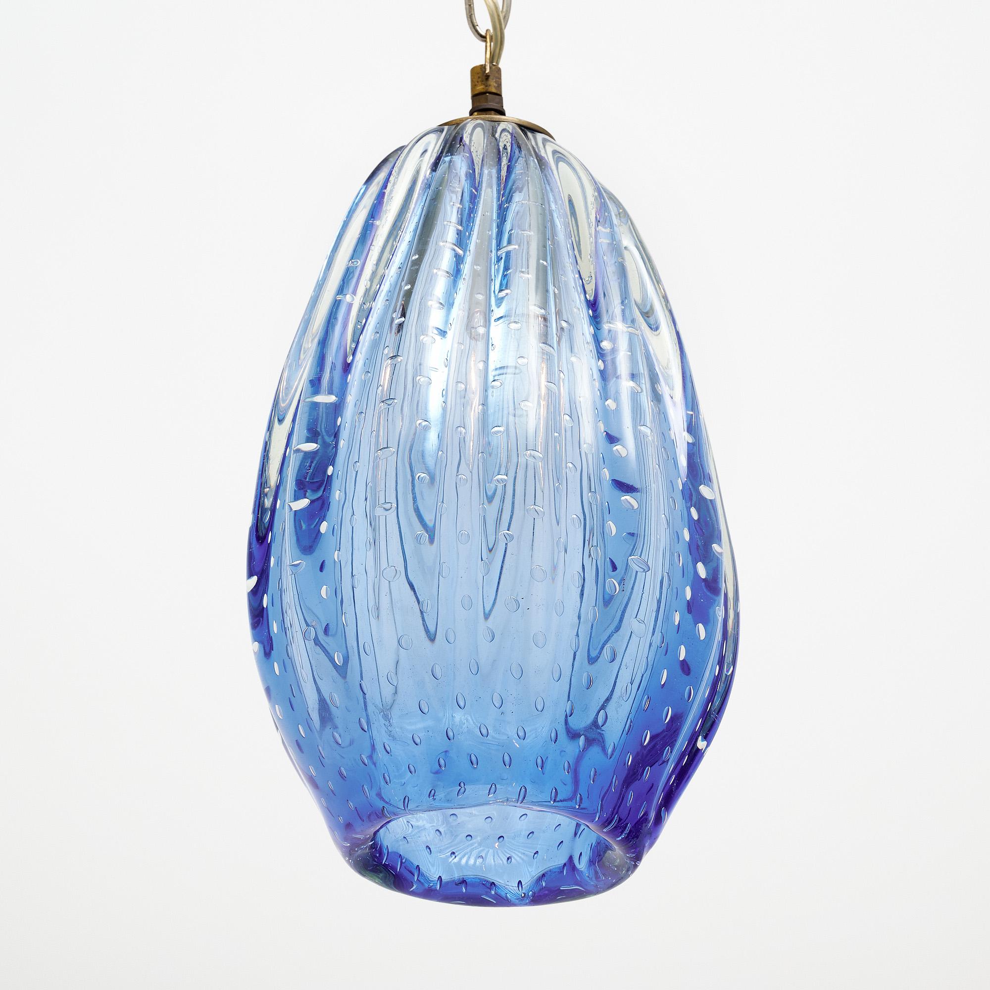 Italiano Ciondolo in vetro di Murano blu in vendita