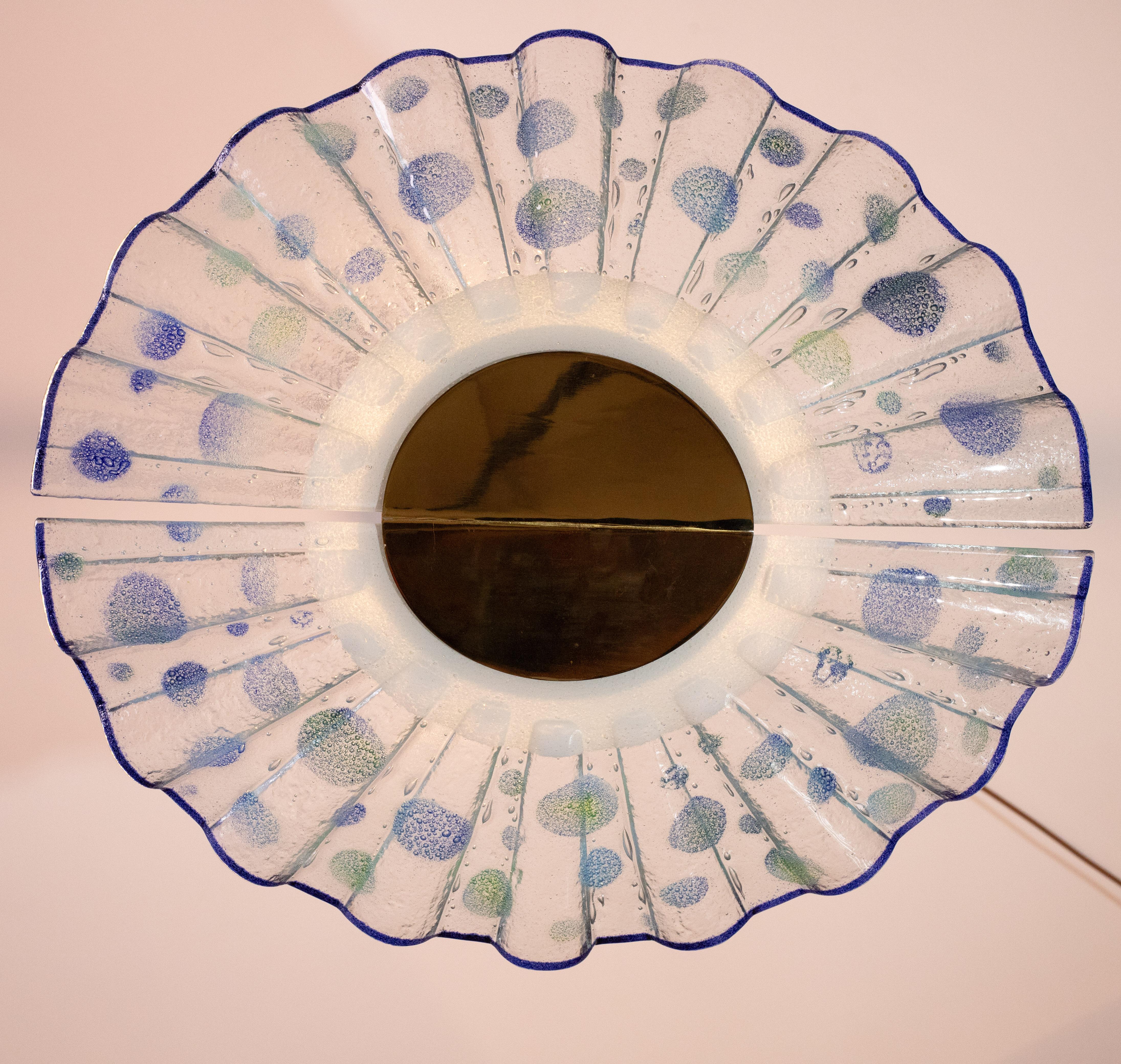 Anhänger aus blauem Murano-Glas in Form eines Fächers, 1970er Jahre im Angebot 6