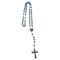 Blue Murano Glass Rosary Fátima Centenary Souvenir Collection, Portugal, 2017