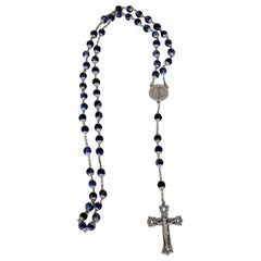 Blue Murano Glass Rosary Fátima Centenary Souvenir Collection, Portugal, 2017