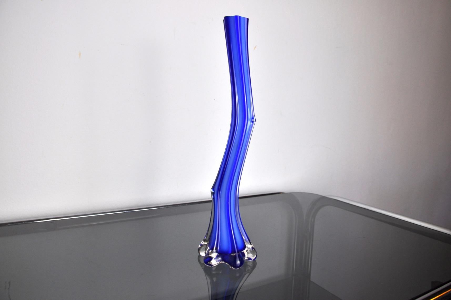 Hollywood Regency Blue Murano Glass Soliflore, Italy, 1960 For Sale