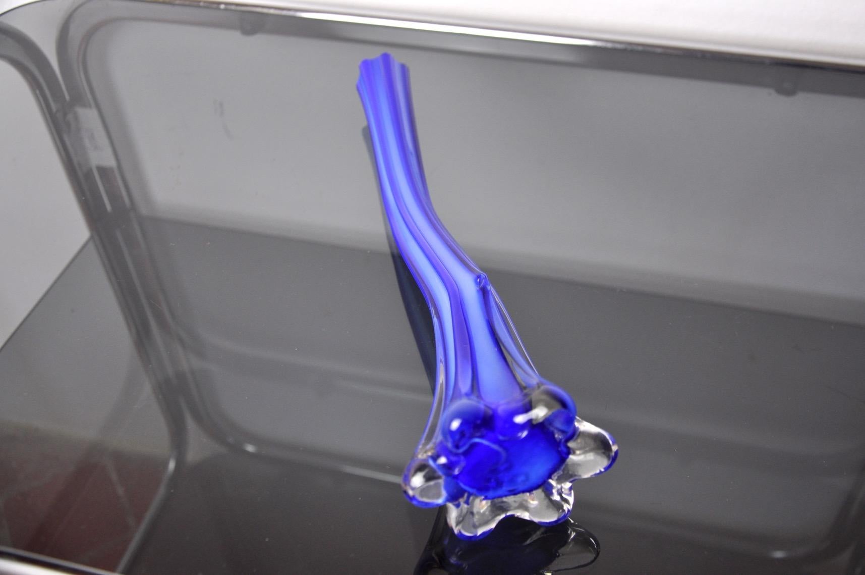 Blue Murano Glass Soliflore, Italy, 1960 In Good Condition For Sale In BARCELONA, ES
