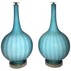 Blue Murano Glass Table Lamps