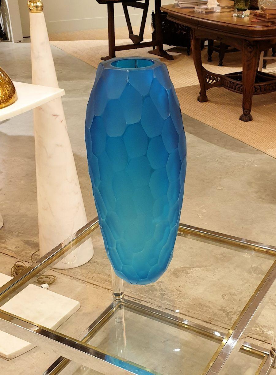 Blue Murano Glass Vase, Italy For Sale 5