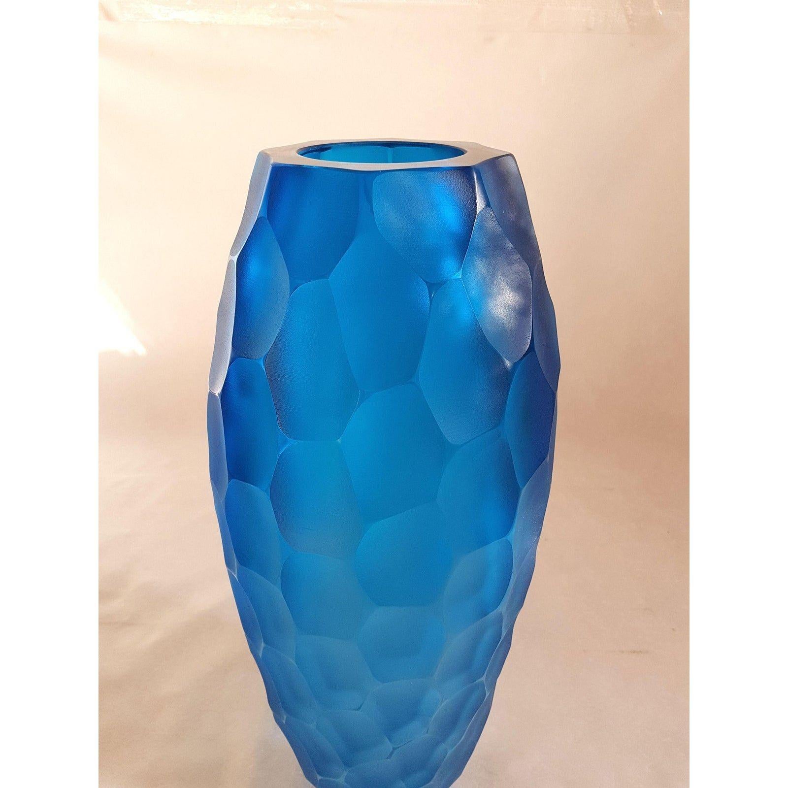 Italian Blue Murano Glass Vase, Italy For Sale