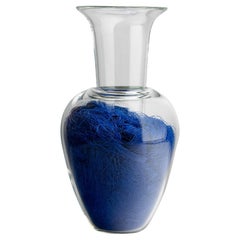 Vase aus blauem Muranoglas, Veleni von L+W, 2022, limitierte Auflage Sammlerstücke