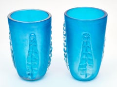 Vases Veronese en verre de Murano bleu de Costantino
