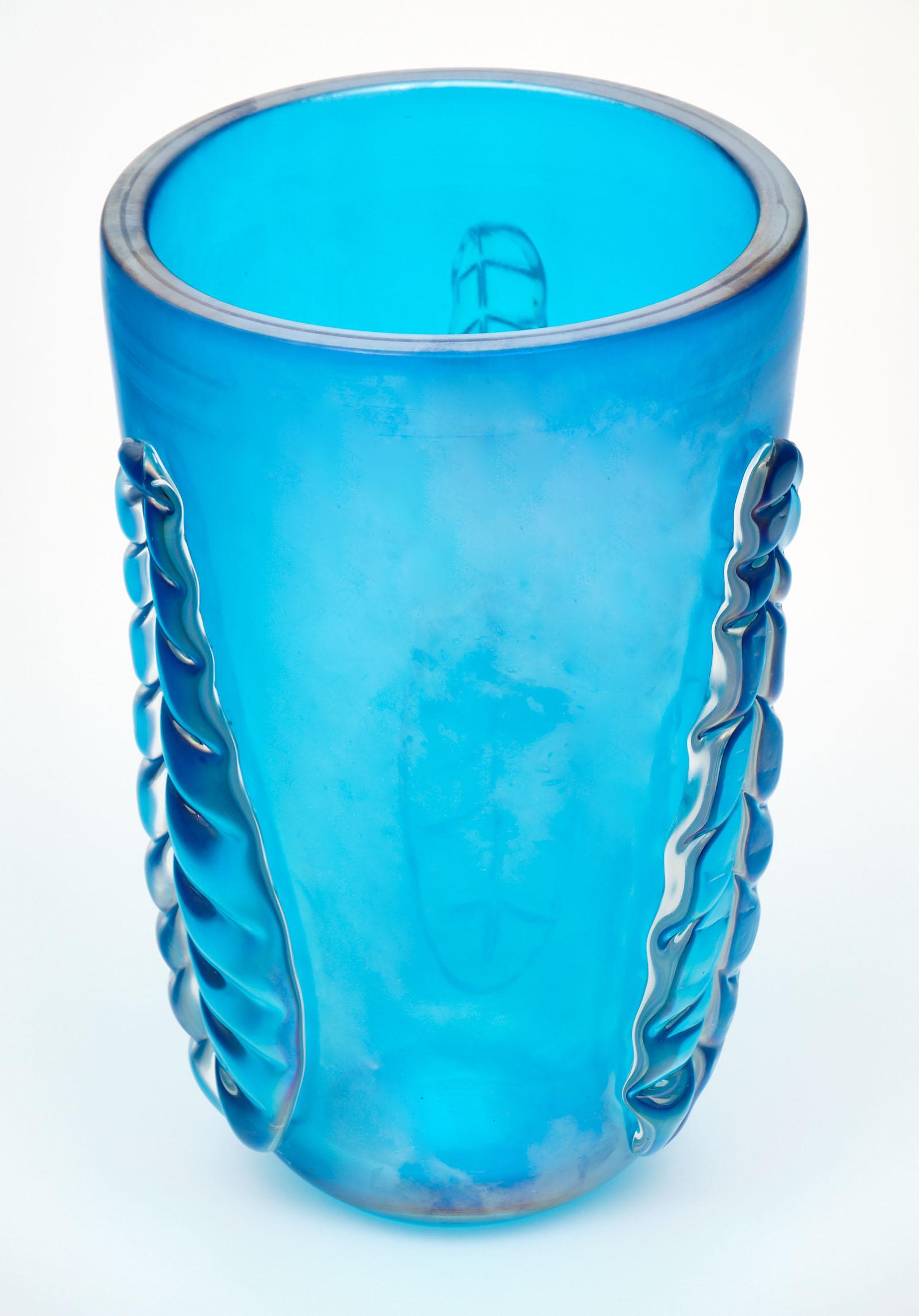 Italian Blue Murano Glass “Veronese” Vases by Costantino