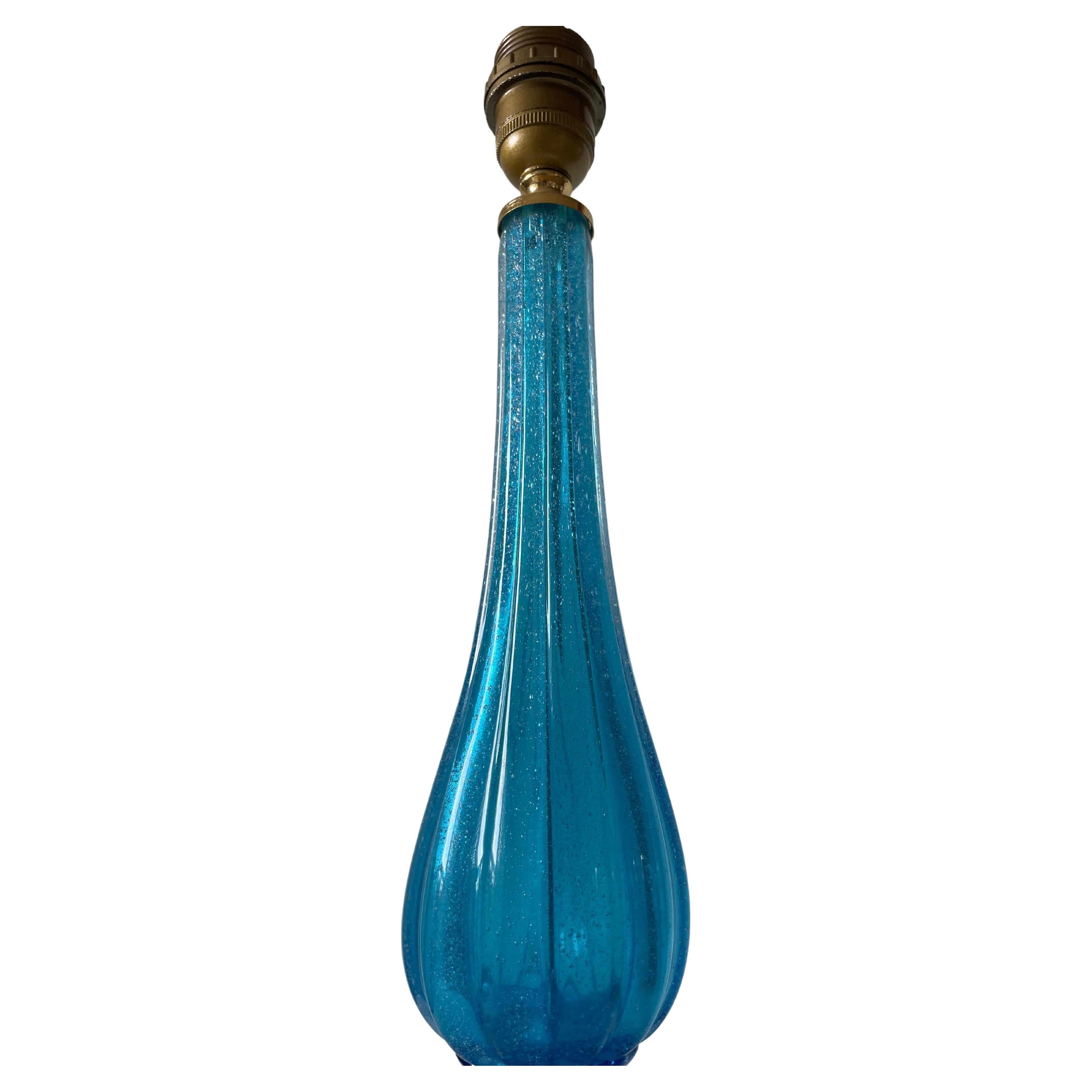 Italian Blue Murano Lamp by Seguso Vetri d'Arte For Sale