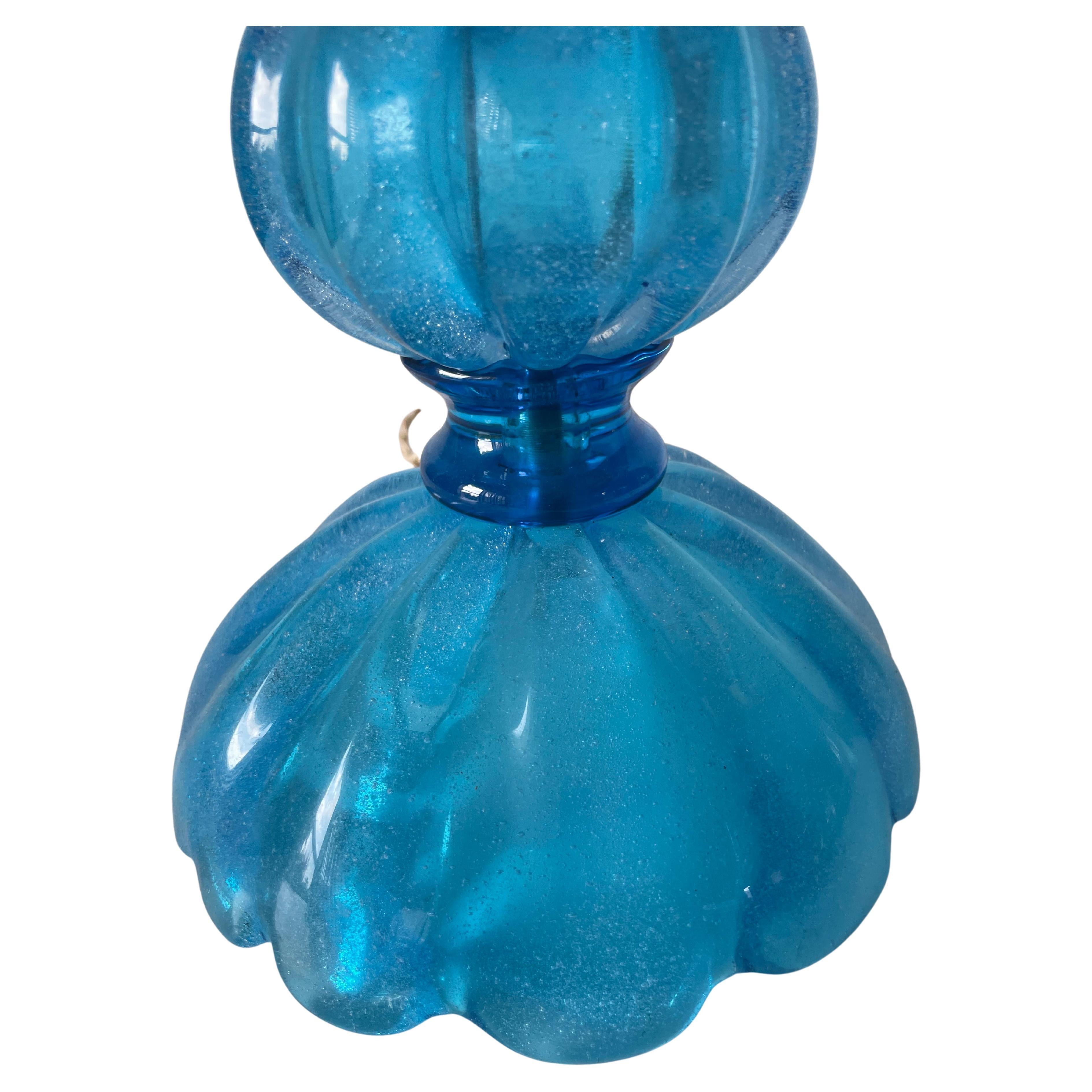 Blue Murano Lamp by Seguso Vetri d'Arte In Good Condition For Sale In palm beach, FL