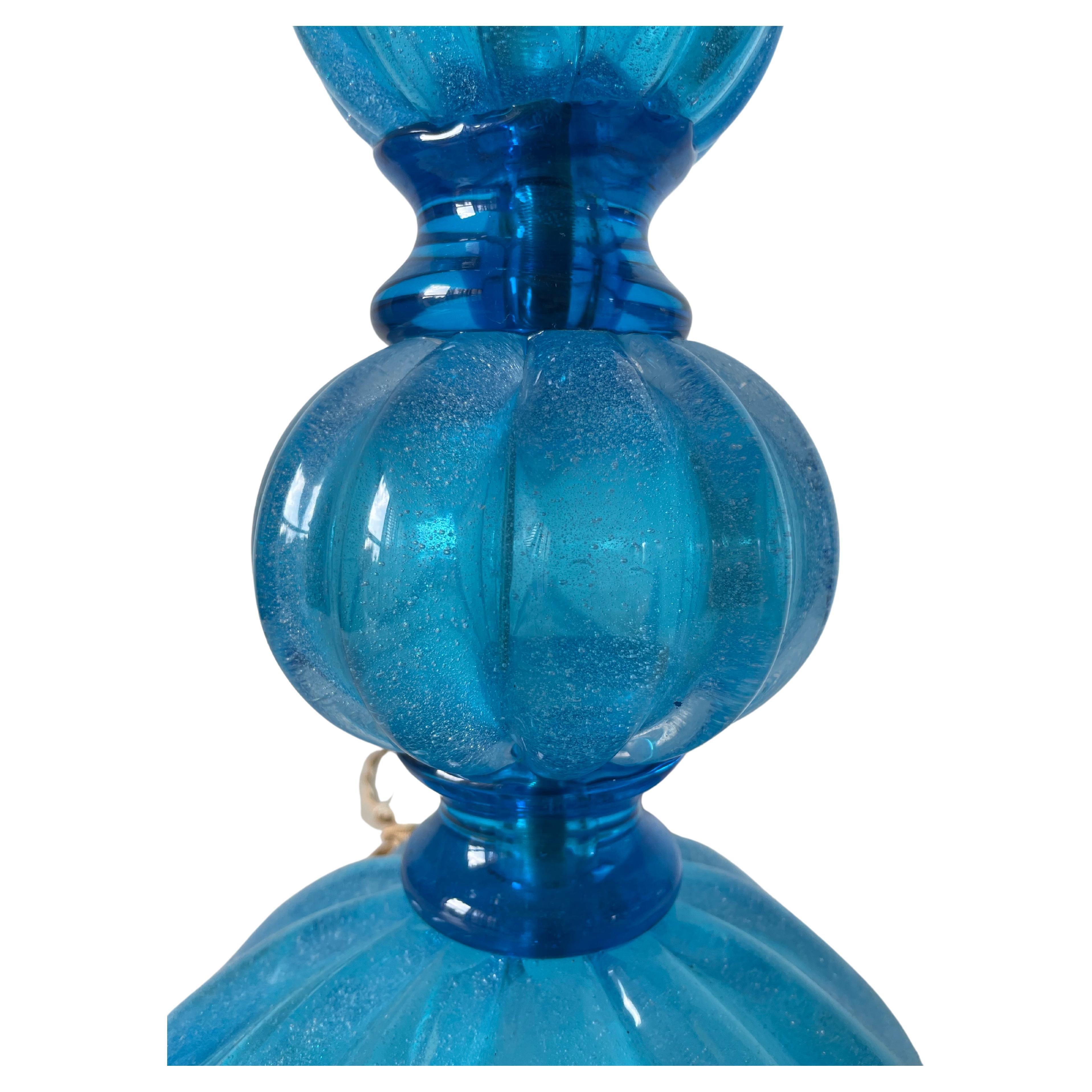 Late 20th Century Blue Murano Lamp by Seguso Vetri d'Arte For Sale