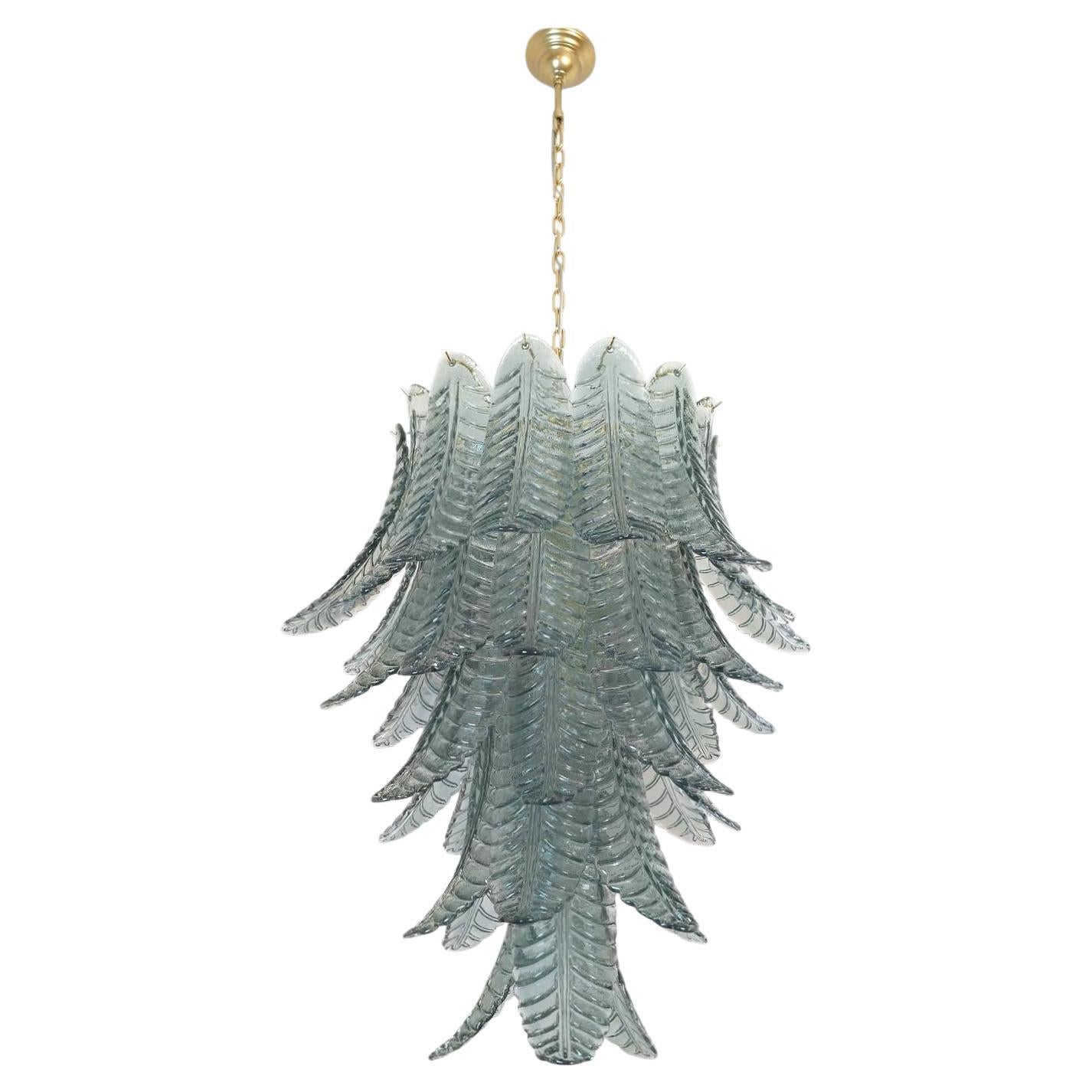 Blue Murano leaves chandelier, Italy