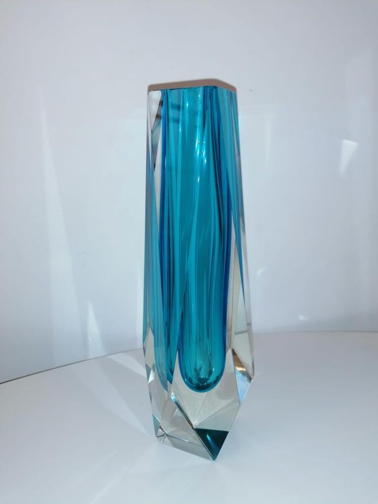 Mid-20th Century Blue Murano Seguso Flavio Poli Glass Vase