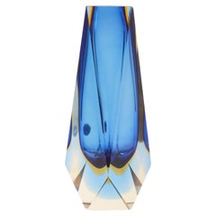 Vintage Blue Murano Seguso Flavio Poli Glass Vase
