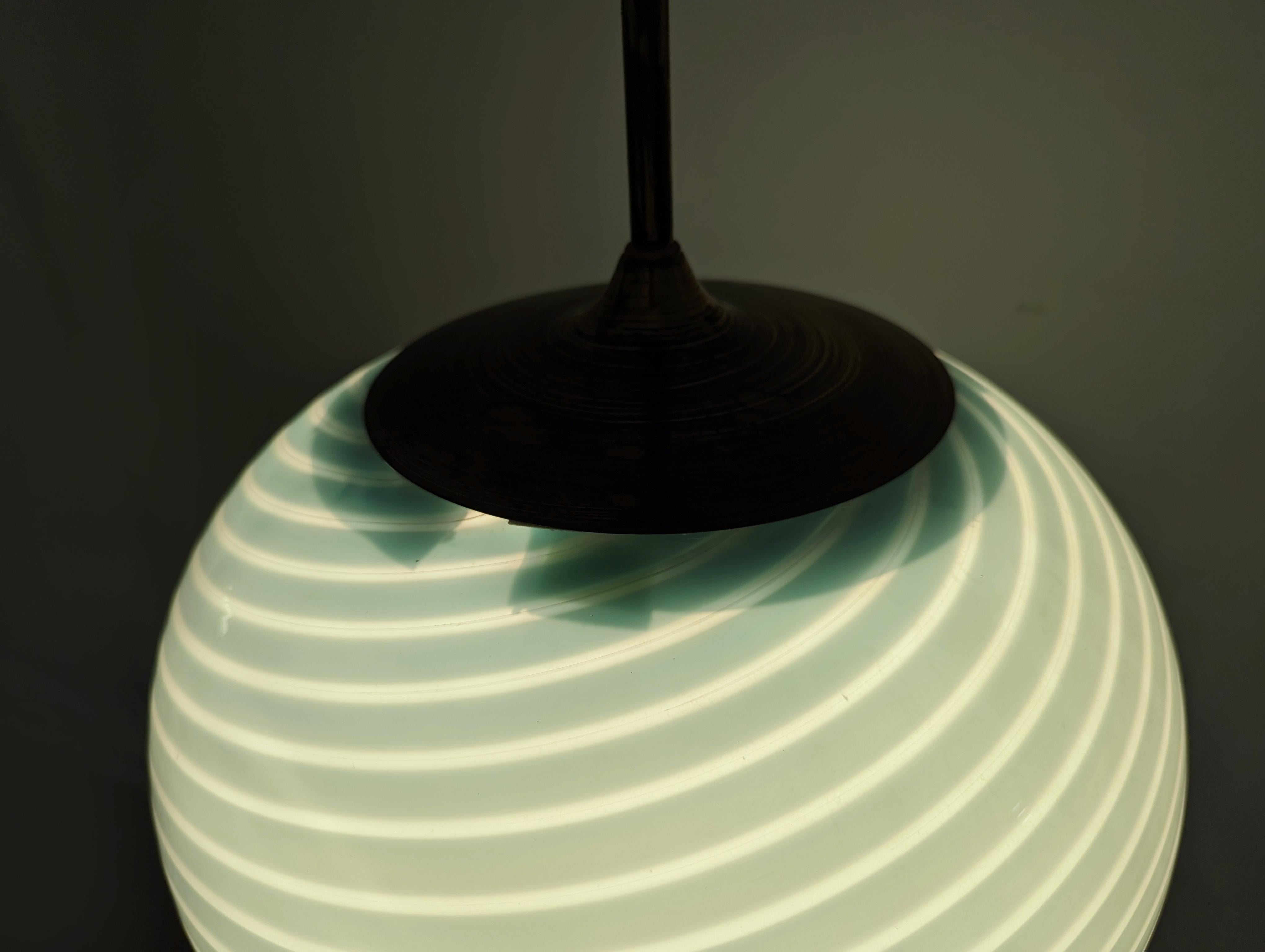 Blue Murano Spiral Globe Lamp from Vetri, 1960s 3