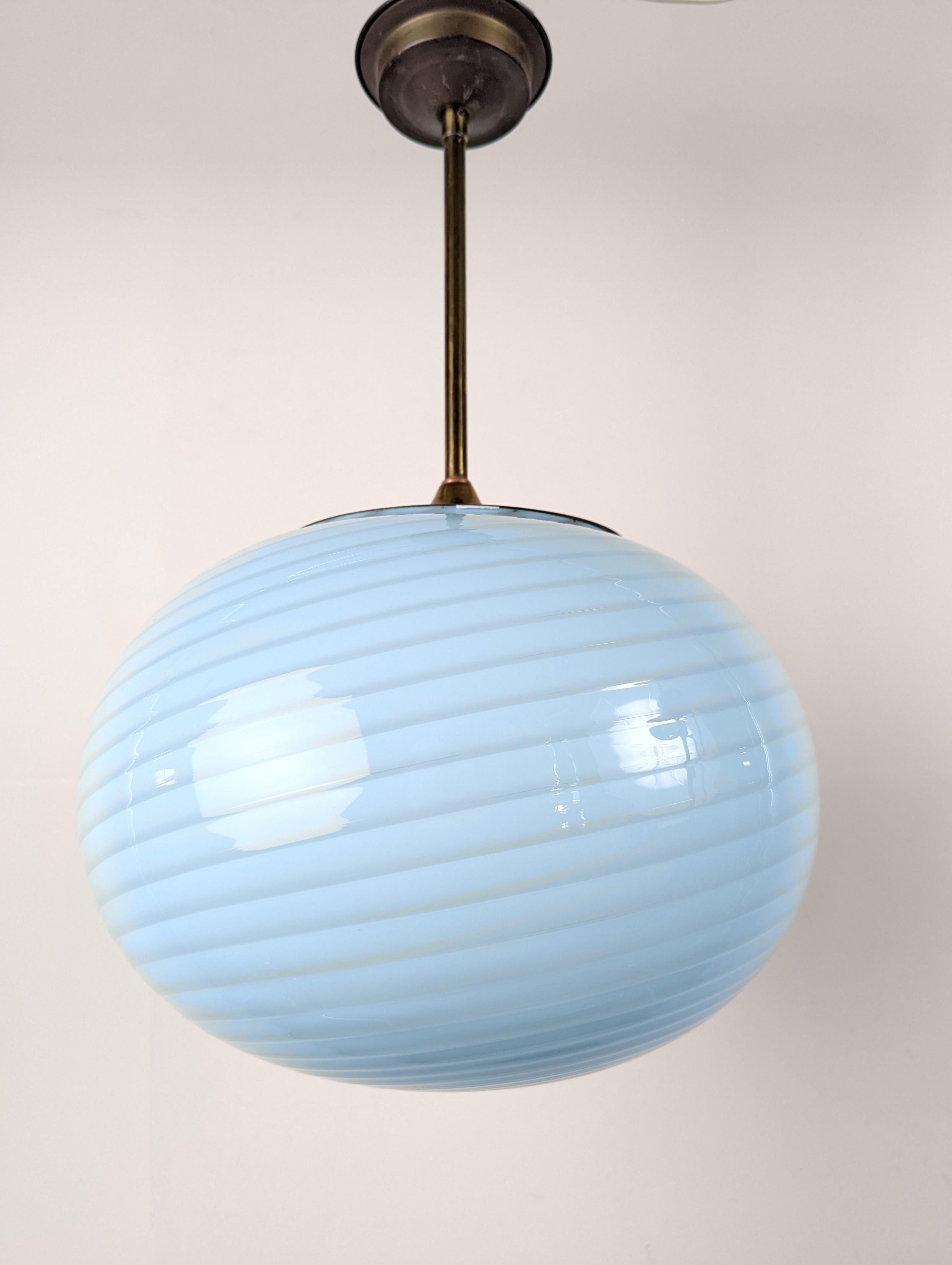 Blue Murano Spiral Globe Lamp from Vetri, 1960s 4