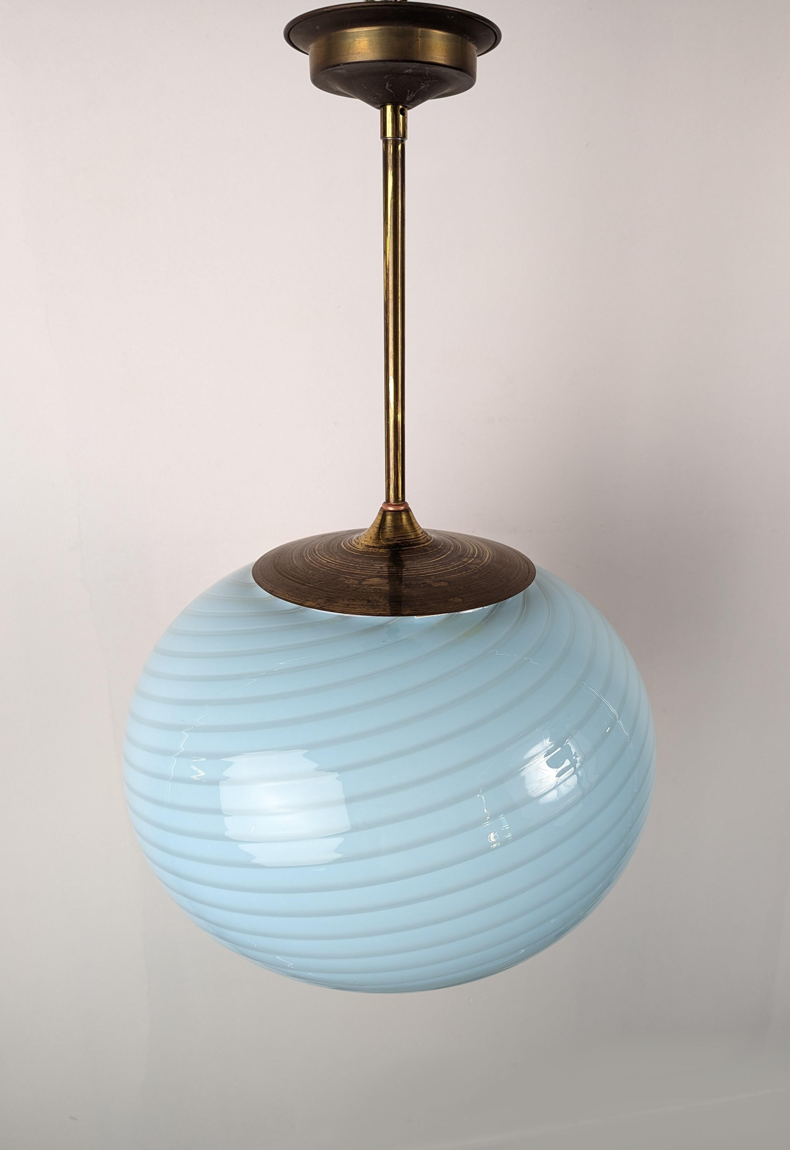 Mid-Century Modern Blue Murano Spiral Globe Lamp from Vetri, 1960s