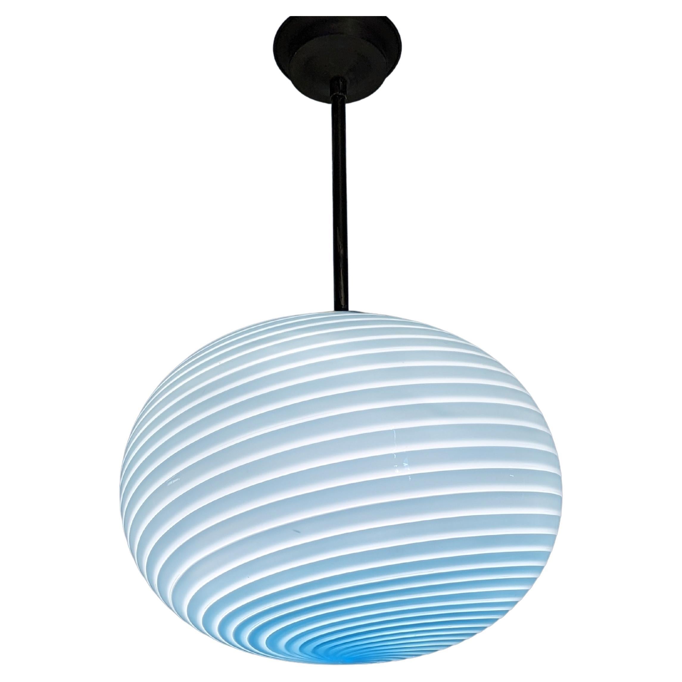 Blue Murano Spiral Globe Lamp from Vetri, 1960s