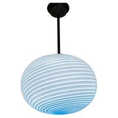 Blue Murano Spiral Globe Lamp from Vetri, 1960s