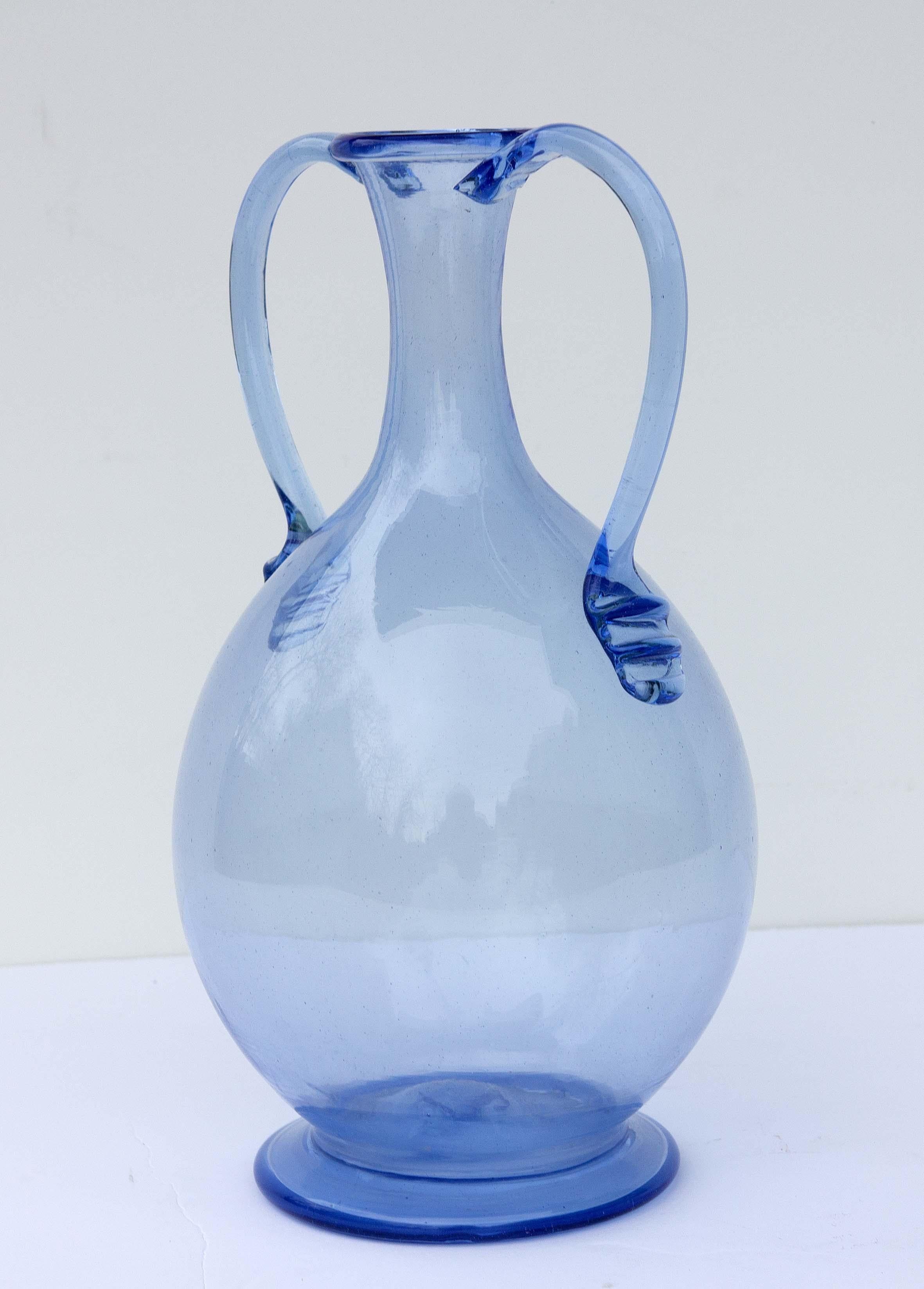 Mid-Century Modern Blue Murano Vase Attributed to Salviati