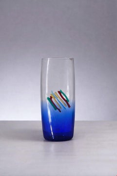 Blue Murano vase by Alfredo Barbini, postmodern, label present