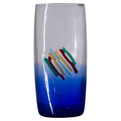 Blue Murano vase by Alfredo Barbini, postmodern, label present