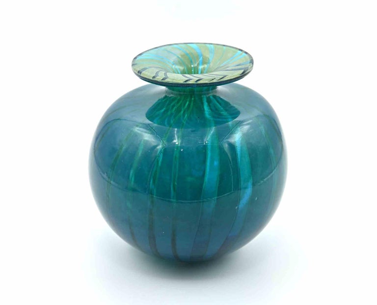 Italian Blue Murano Vase, Italy, Mid-20th Century For Sale
