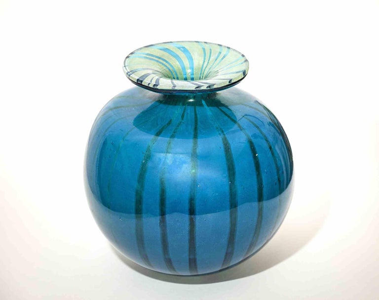 Murano Glass Blue Murano Vase, Italy, Mid-20th Century For Sale