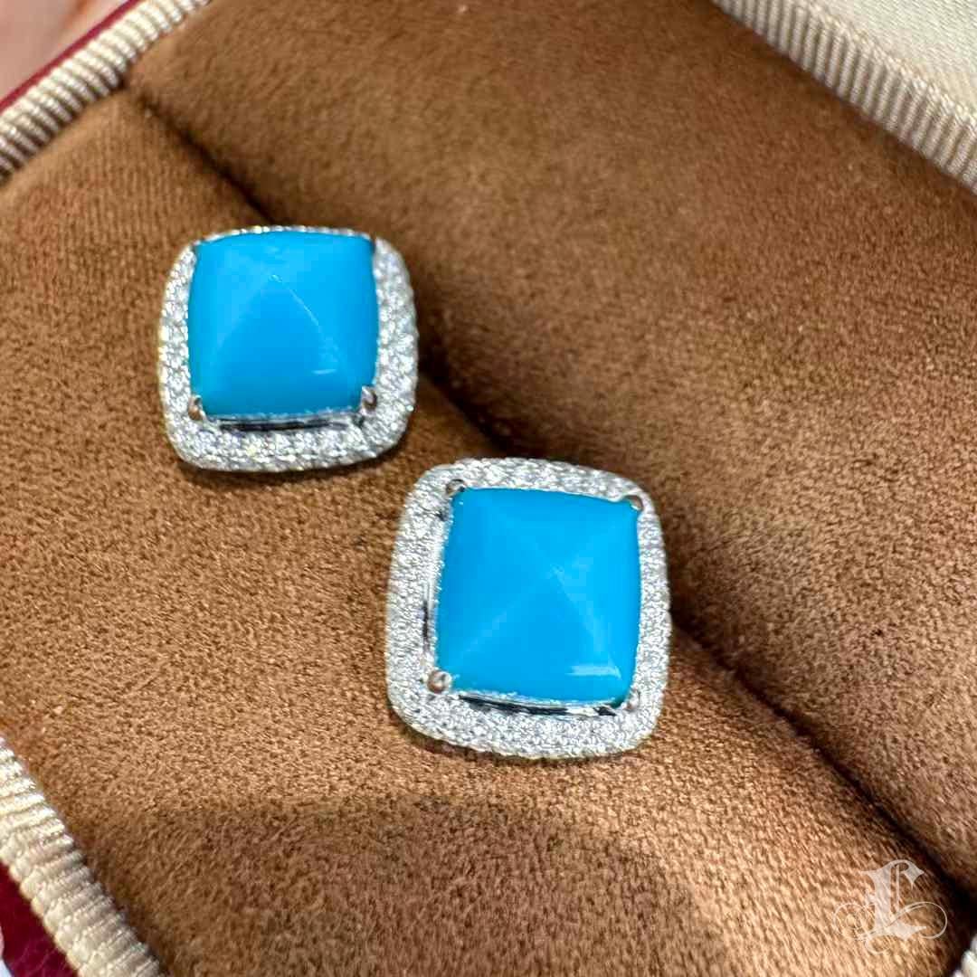 Caelmare】 Orecchini convertibili in turchese e perle dei mari del sud Blue Muse In condizioni Nuovo in vendita a New York, NY