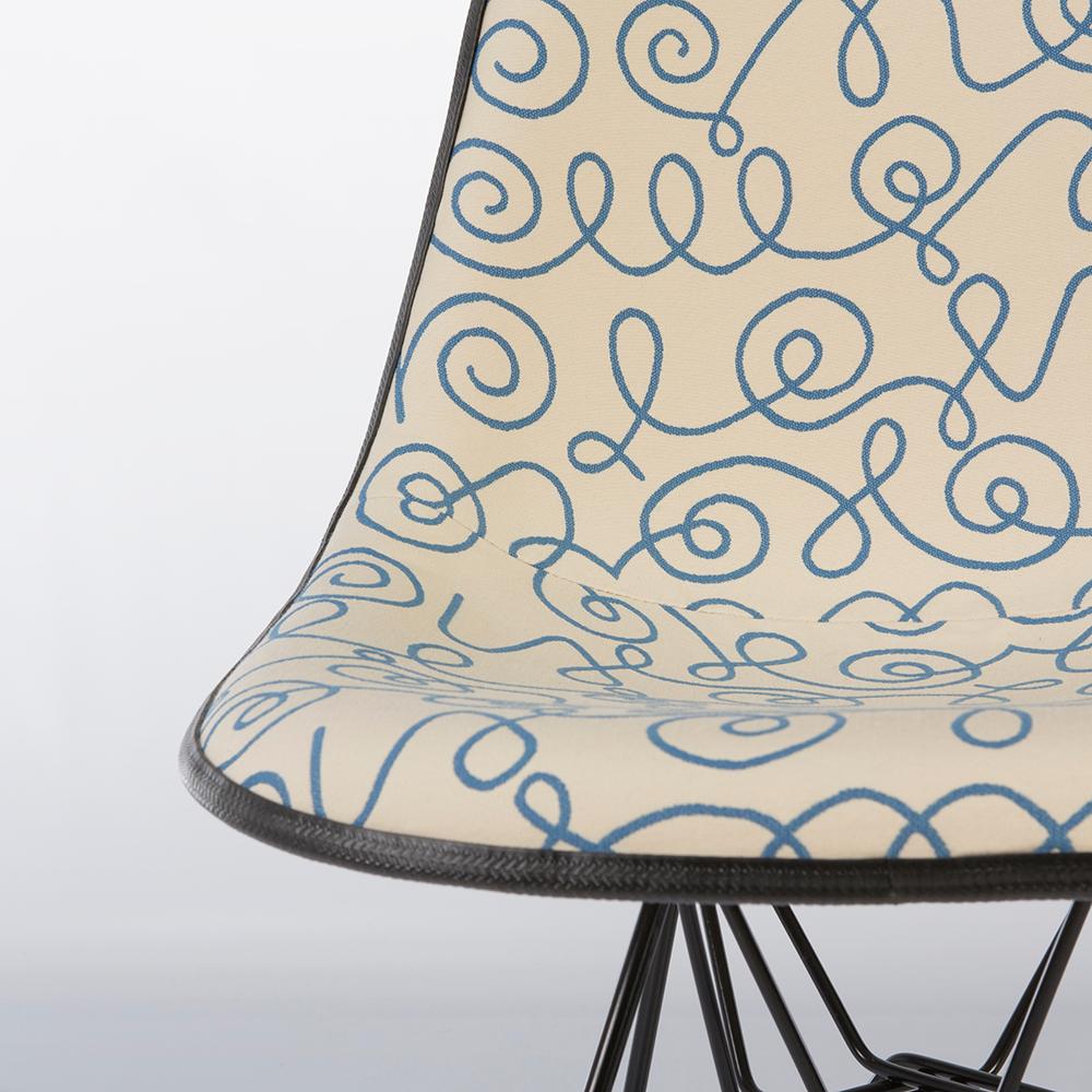 Molded 'Blue Names' Herman Miller Eames DSR Side Chair with Alexander Girard Fabric
