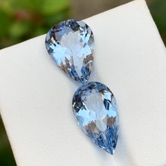 Blue Natural Goshenite (Beryl) Gemstones 8.65 Ct Pear Shape  Earrings, Jewelry