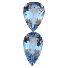Blue Natural Goshenite (Beryl) Gemstones 8.65 Ct Pear Shape  Earrings, Jewelry