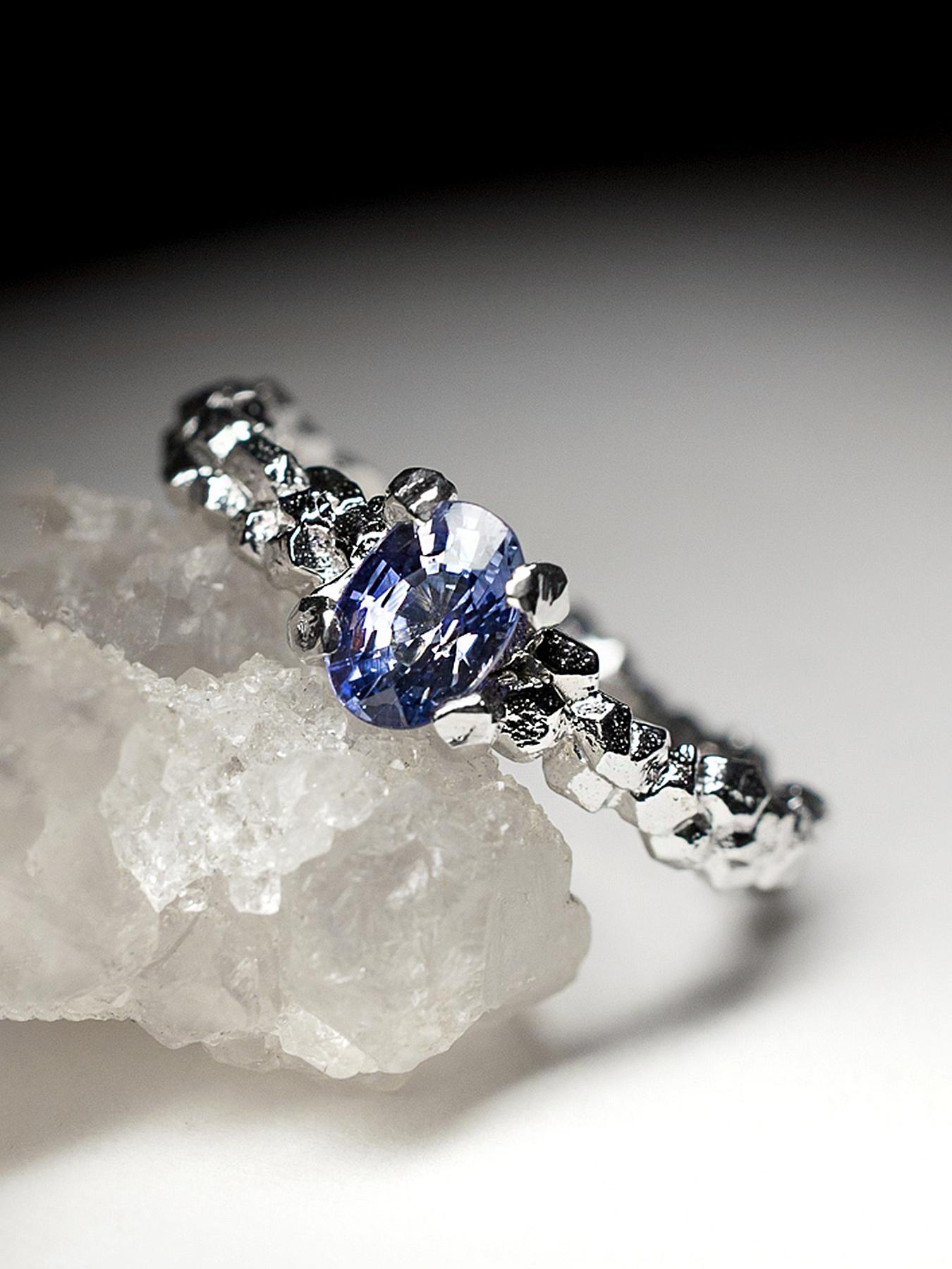 Anello di fidanzamento in argento con zaffiro blu naturale, regalo di compleanno per il partner in vendita 7