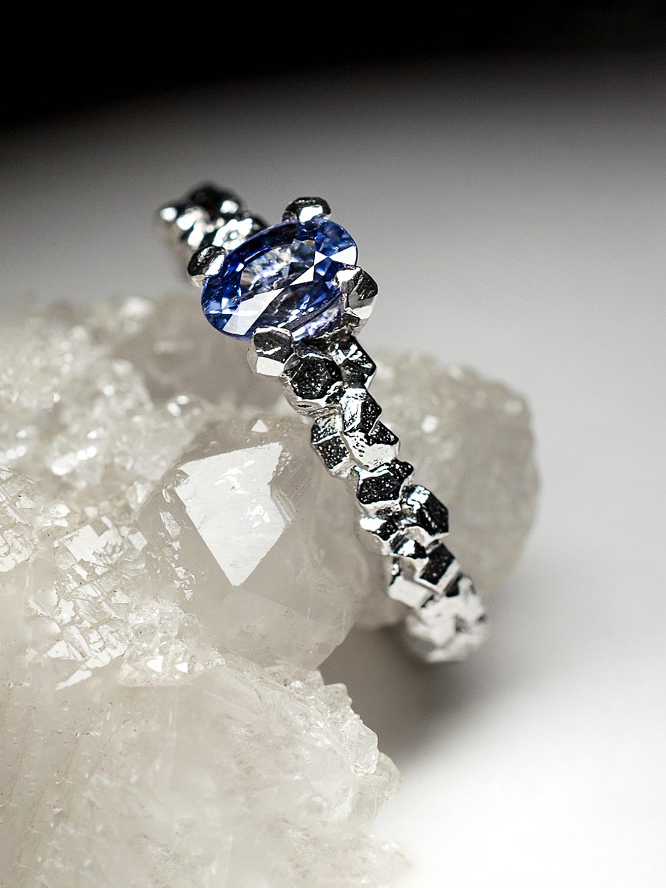 Anello di fidanzamento in argento con zaffiro blu naturale, regalo di compleanno per il partner in vendita 3