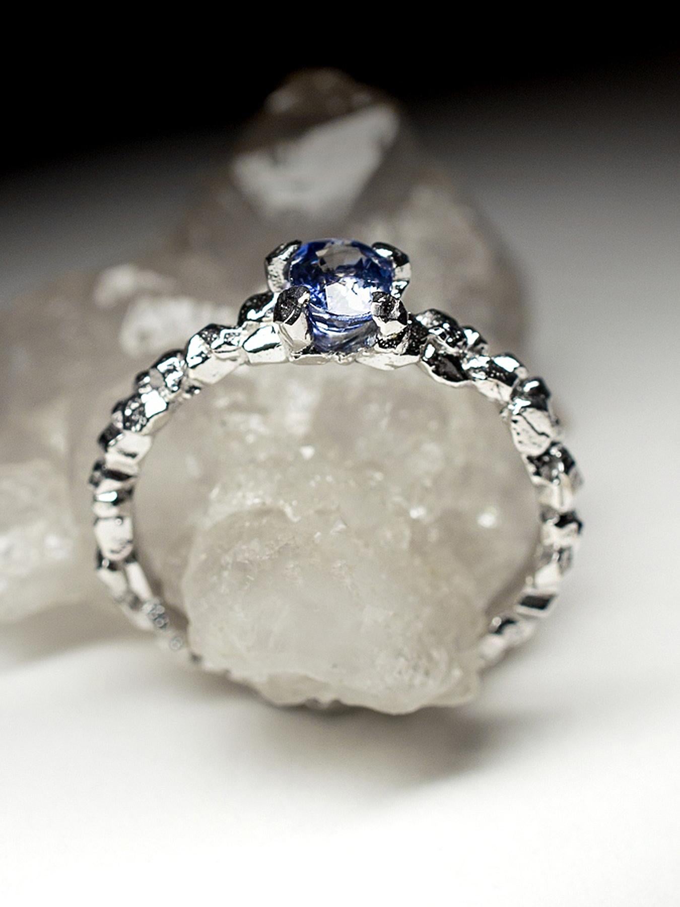 Anello di fidanzamento in argento con zaffiro blu naturale, regalo di compleanno per il partner in vendita 4