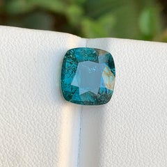 Blue Natural Tourmaline Gemstone 3.65 Ct Square Cushion  Ring, Pendant Jewelry