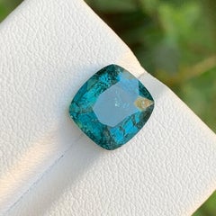 Blue Natural Tourmaline Gemstone 3.65 Ct Square Cushion  Ring, Pendant Jewelry