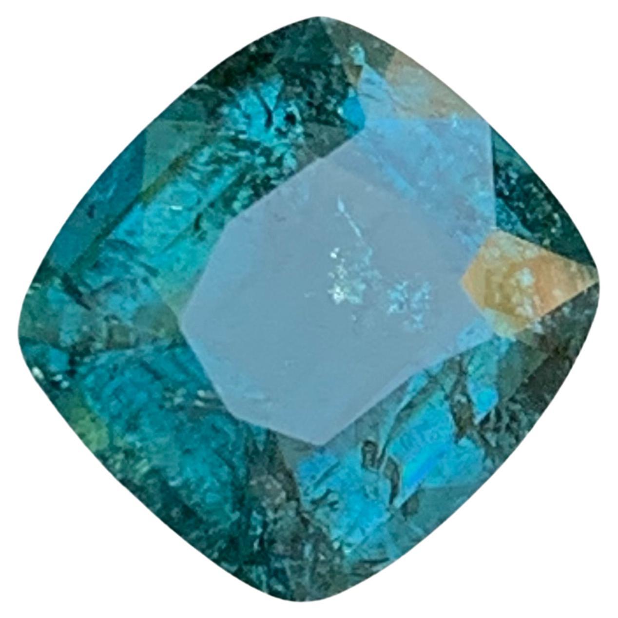 Blue Natural Tourmaline Gemstone 3.65 Ct Square Cushion  Ring, Pendant Jewelry