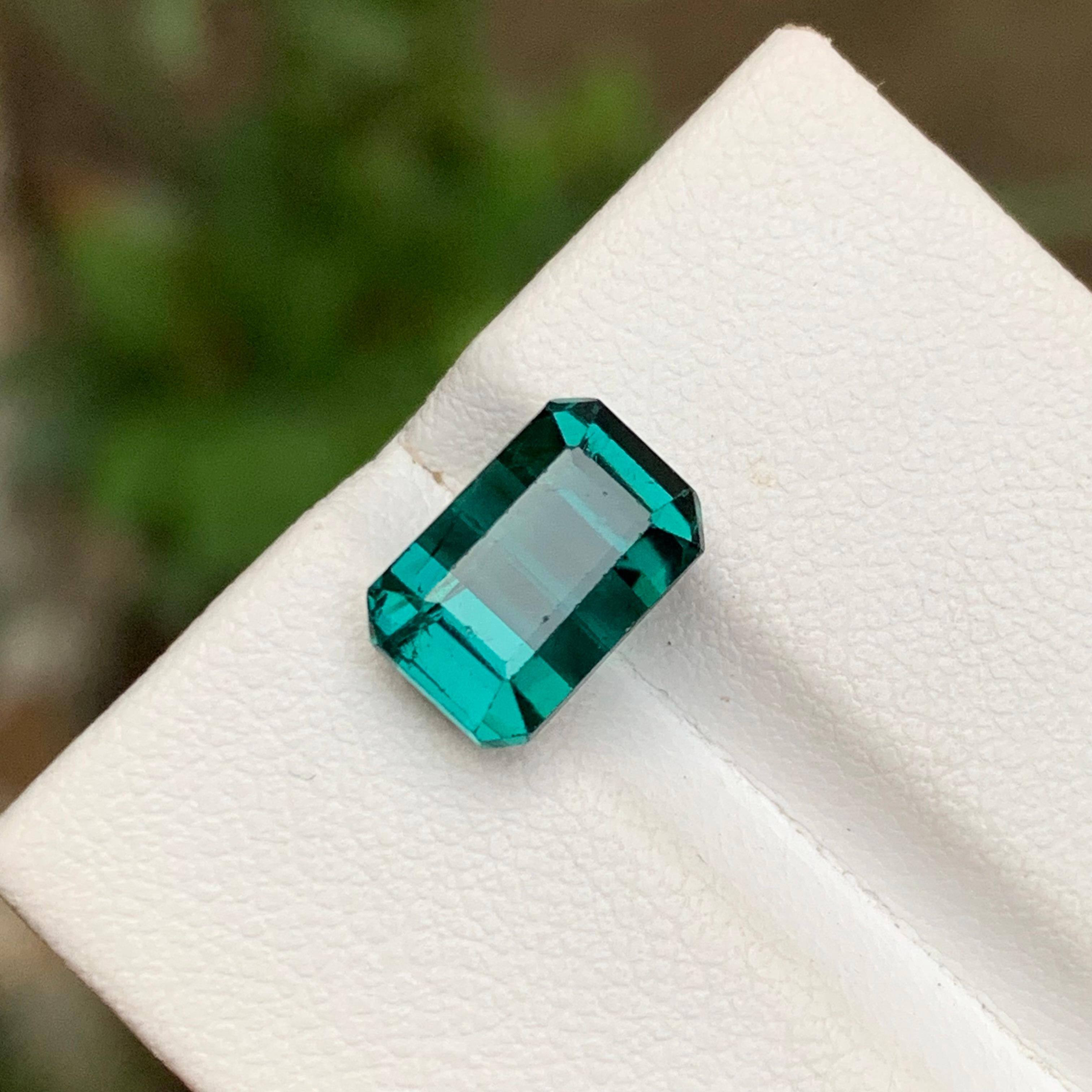 Blue Natural Tourmaline Gemstone 3.85 Ct Emerald Cut  Ring  Pendant  Jewelry For Sale 7